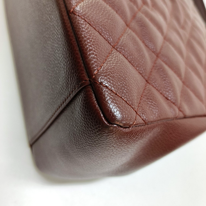 CHANEL CHANEL GST Large Red Calfskin Quilted Monogram Shoulder Bag Tote Bag Silver Hardware 18K-(SKU)-951260857