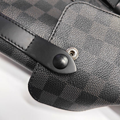 LOUIS VUITTON CHRISTOPHER Medium Grey Coated Canvas Checkerboard Backpack Tote Bag with Silver Hardware-(SKU)-969278949