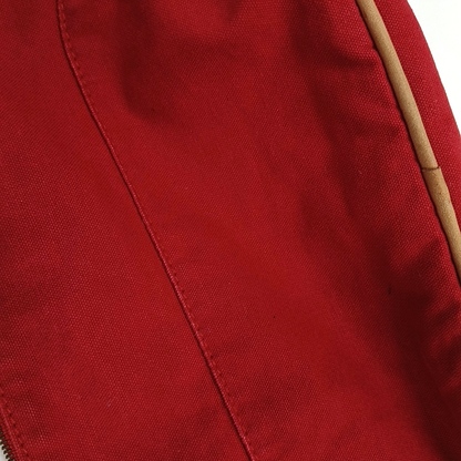 HERMÈS Bolide Medium size Flag Red Canvas Embroidered Handbag Golden hardware-(SKU)-959737695