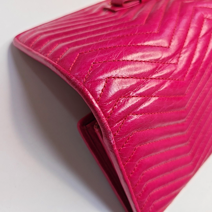 Miu Miu Miu Délice Fuchsia Cowhide Quilted Wallet Golden hardware-(SKU)-944517482