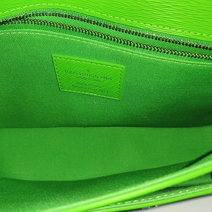 LOUIS VUITTON MONCEAU Green Calfskin Shoulder Bag Tote Crossbody Bag Silver Hardware Removable Strap-(SKU)-963901028