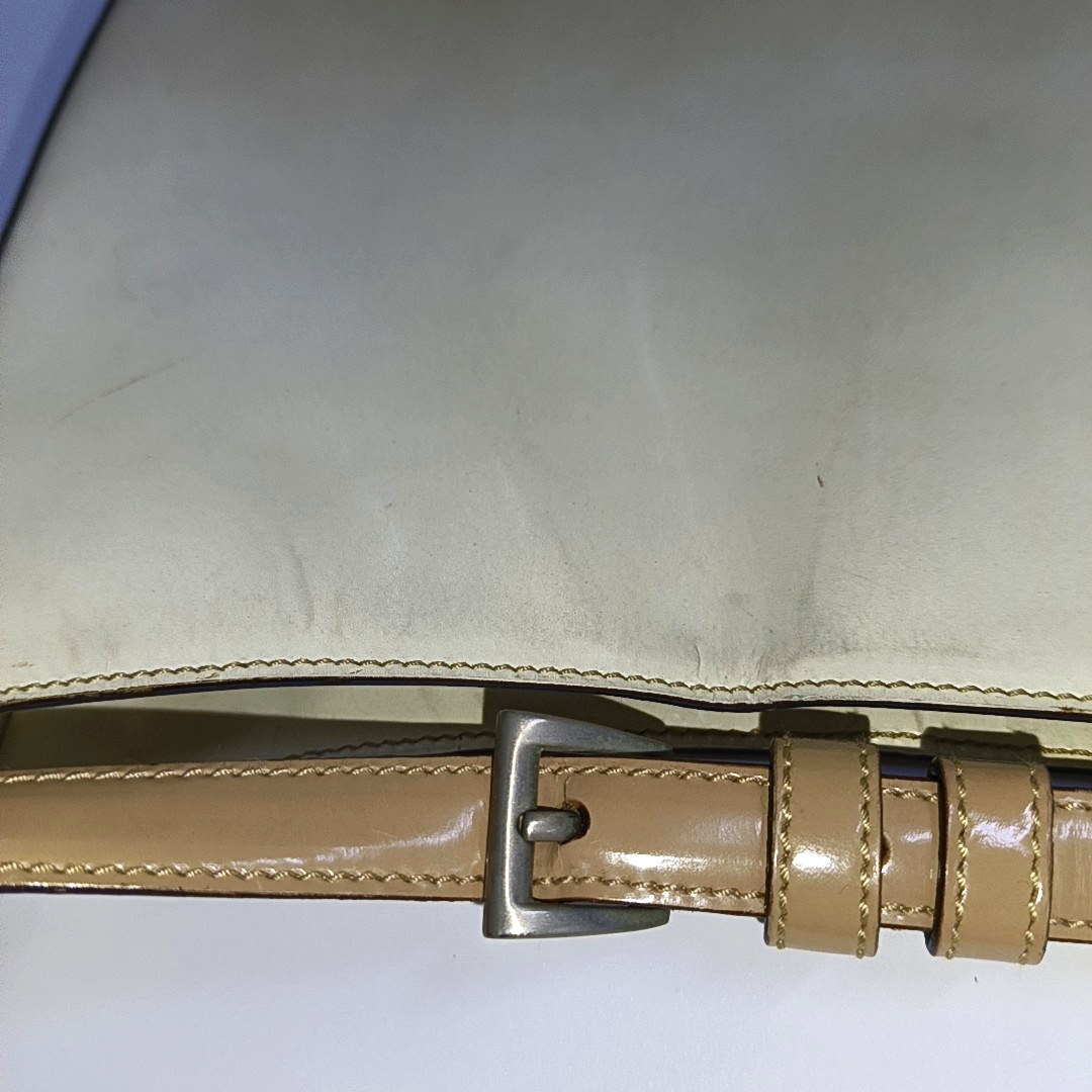 PRADA Beige Leather Single Shoulder Bag Silver Hardware-(SKU)-932498000