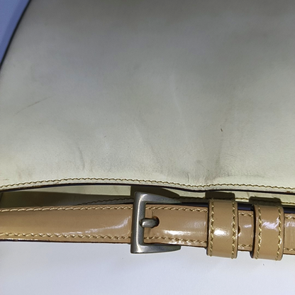 PRADA Beige Leather Single Shoulder Bag Silver Hardware-(SKU)-932498000