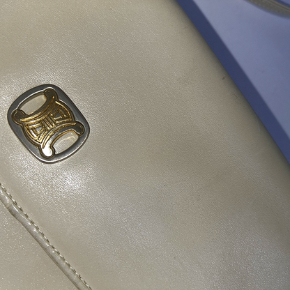 CELINE Beige Cowhide Triumph Crossbody Shoulder Bag Golden hardware Removable shoulder strap-(SKU)-935277558