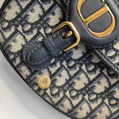 DIOR Bobby Small Blue Canvas Monogram Single Shoulder Bag Tote Bag Crossbody Bag with Gold Hardware Removable Strap-(SKU)-945284031