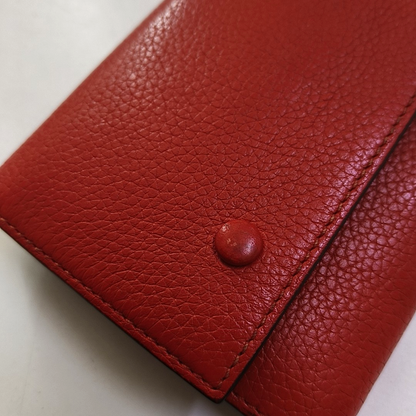 CELINE Red Leather Wallet Silver Hardware-(SKU)-959079307