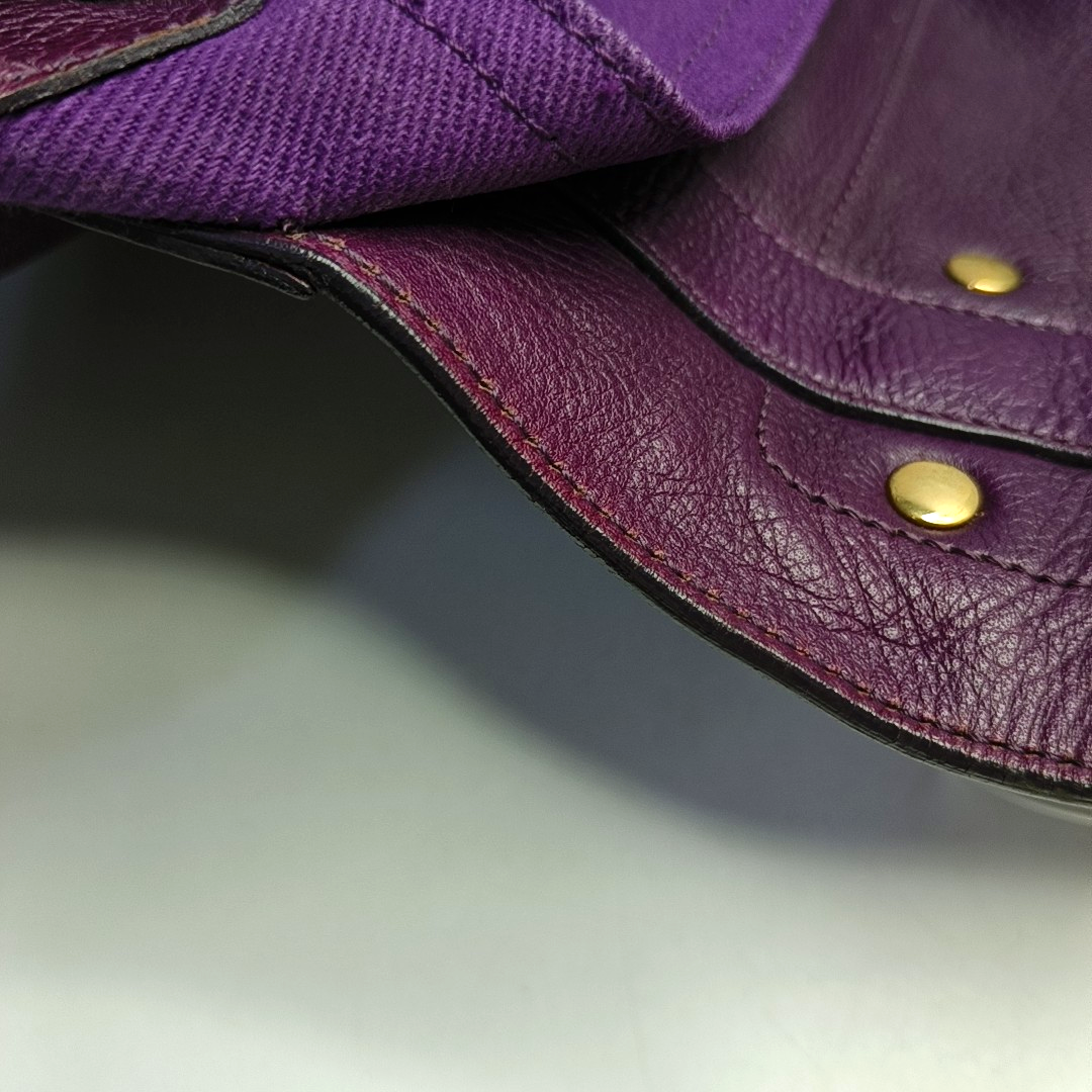 YSL MUSE TWO Purple Leather Tote Golden hardware-(SKU)-954560346