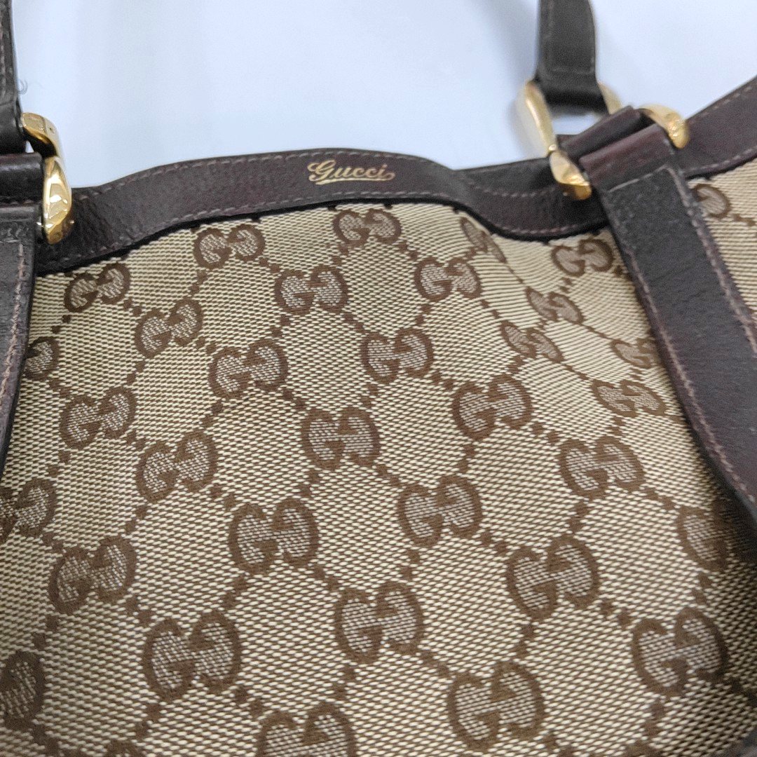 GUCCI Abbey Brown Canvas Monogram Handbag Single Shoulder Bag Golden hardware-(SKU)-959312527