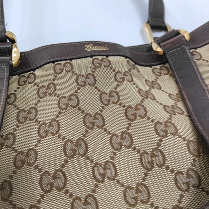 GUCCI Abbey Brown Canvas Monogram Handbag Single Shoulder Bag Golden hardware-(SKU)-959312527