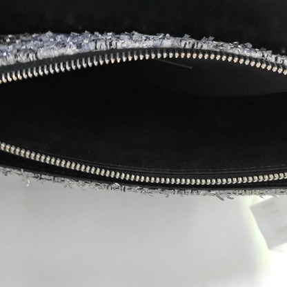 DIOR Saddle silver wool Cannage pattern saddle bag, shoulder bag, crossbody bag, handbag with silver hardware and 2 detachable straps-(SKU)-967667000