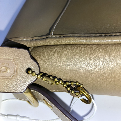 COACH RAMBLER Elephant Gray Calfskin Leather Crossbody Bag Golden hardware Removable shoulder strap-(SKU)-933856249