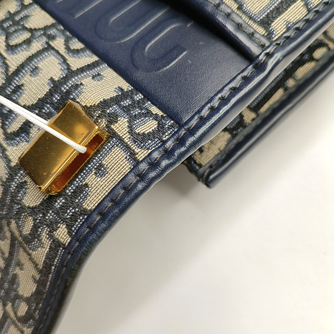 DIOR 30 Montaigne Blue Canvas Monogram Embossed Montaigne Bag Shoulder Bag with Detachable Strap-(SKU)-970899095