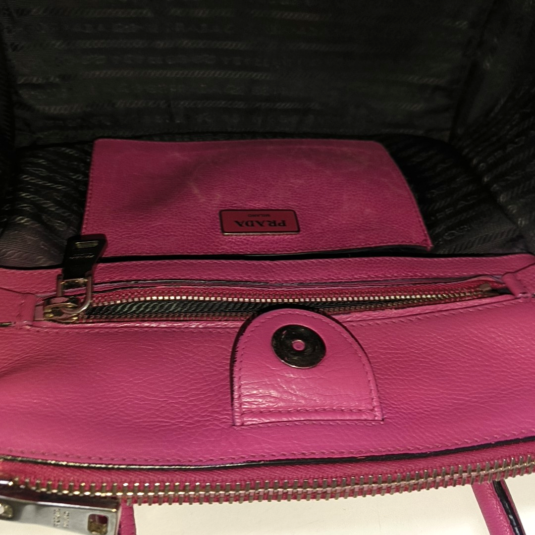 PRADA Glace Calf Blush Pink Leather Monogram Handbag Crossbody Single Shoulder Bag Silver Hardware-(SKU)-939994075