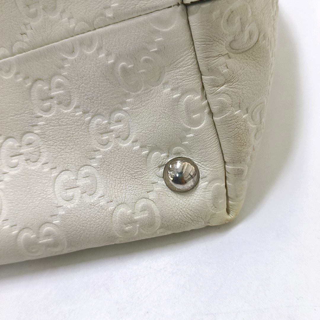 GUCCI Tote bag Beige leather old flower embossed single shoulder bag, crossbody bag Silver Hardware-(SKU)-942708264