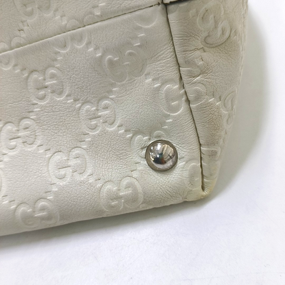 GUCCI Tote bag Beige leather old flower embossed single shoulder bag, crossbody bag Silver Hardware-(SKU)-942708264