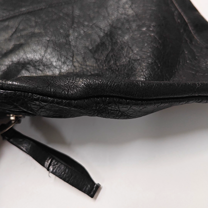 BALENCIAGA Classic City Medium size Black Lamb Skin Biker Bag, Handbag Silver Hardware-(SKU)-952449143