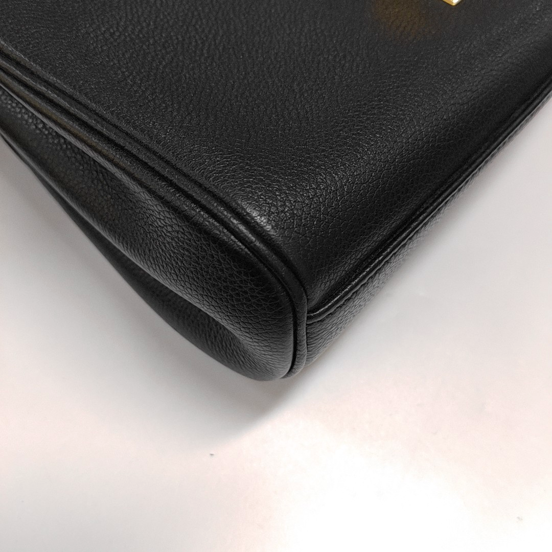 CELINE 16 Teen Black Calfskin Shoulder Bag with Gold Hardware and Detachable Strap-(SKU)-959806698