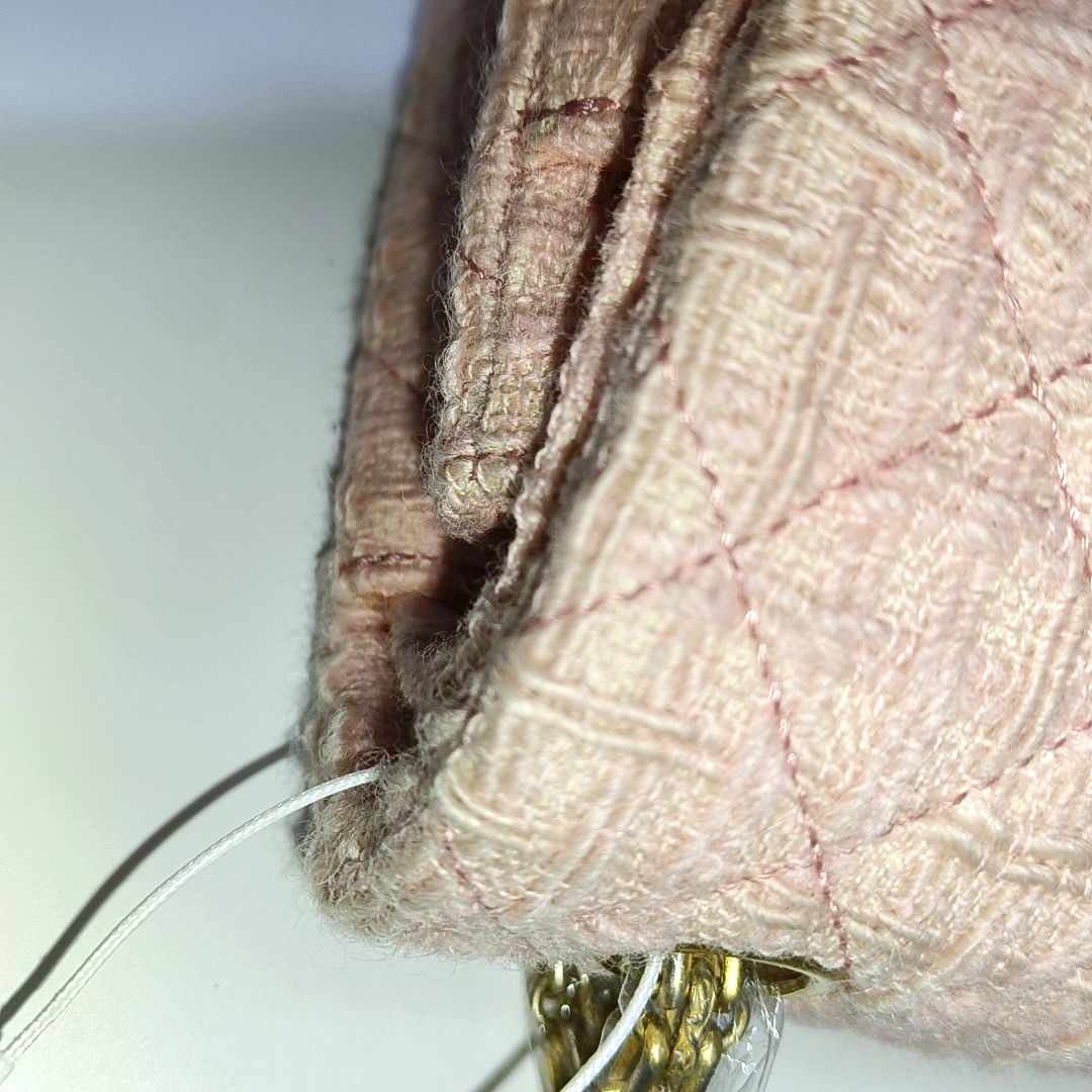 CHANEL 2.55 Small Light Pink Fabric Quilted Chain Shoulder Bag Crossbody Bag with Gold Hardware 23 Clasp-(SKU)-960446788