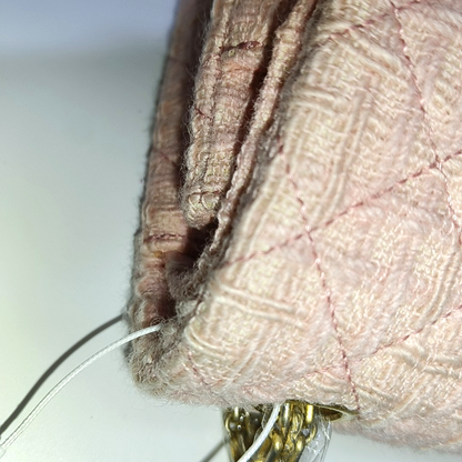 CHANEL 2.55 Small Light Pink Fabric Quilted Chain Shoulder Bag Crossbody Bag with Gold Hardware 23 Clasp-(SKU)-960446788