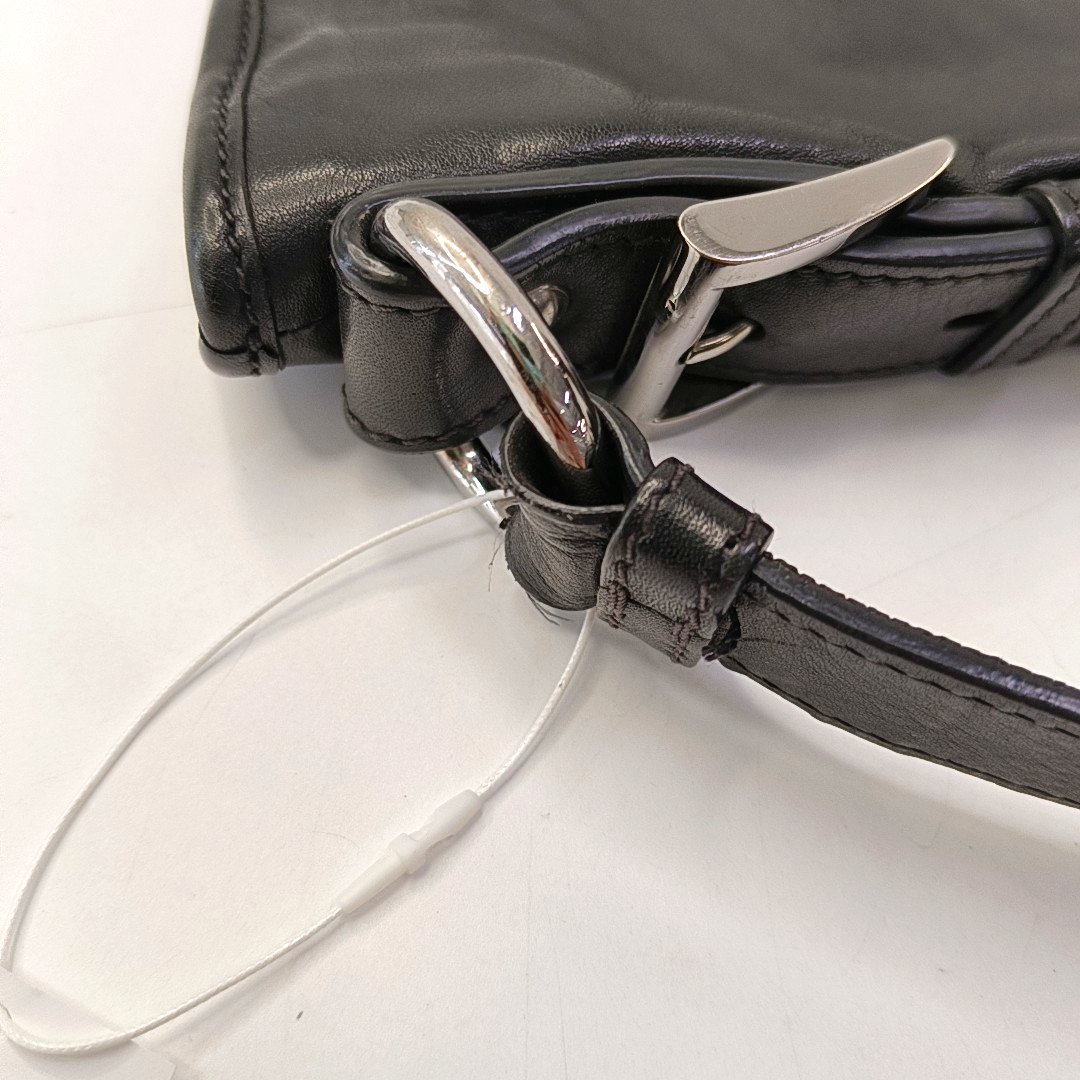 PRADA Black Leather Crossbody Bag Single Shoulder Bag Silver Hardware-(SKU)-959224503