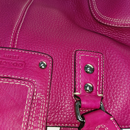 COACH Tote bag Hot Pink Leather Shoulder and Handbag Silver Hardware-(SKU)-933278329