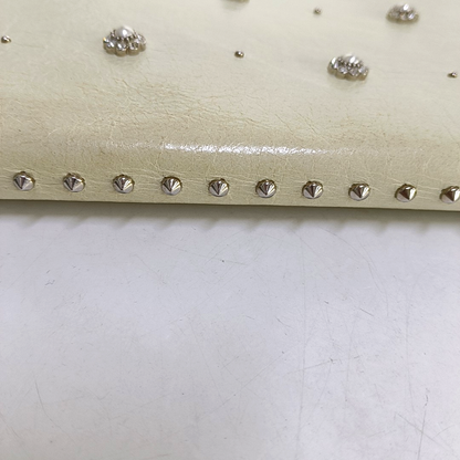 Miu Miu Beige Cowhide Studs Handbag Silver Hardware-(SKU)-957040349