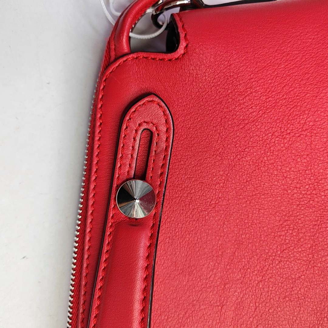 FENDI By The Way Medium size Red Cowhide Single Shoulder Bag Handbag Crossbody Bag Silver Hardware Removable shoulder strap-(SKU)-959153468
