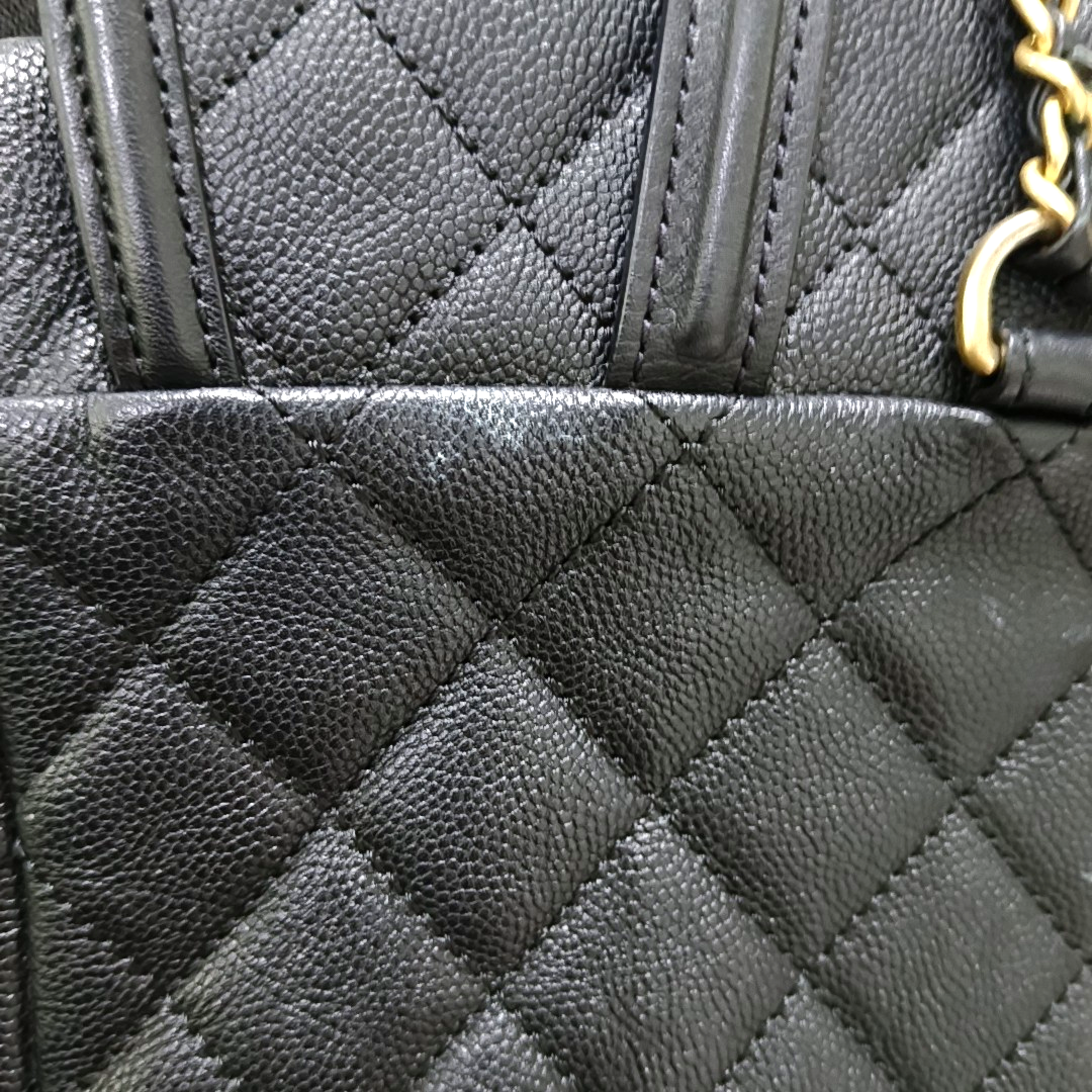 CHANEL FILIGREE black grained leather quilted shoulder bag, crossbody bag, handbag with gold hardware and 25 chain links-(SKU)-964770132