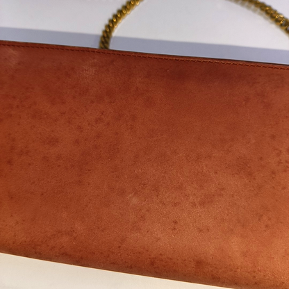 GUCCI Brick Red Cowhide Crossbody Bag Golden hardware Removable shoulder strap-(SKU)-935412398