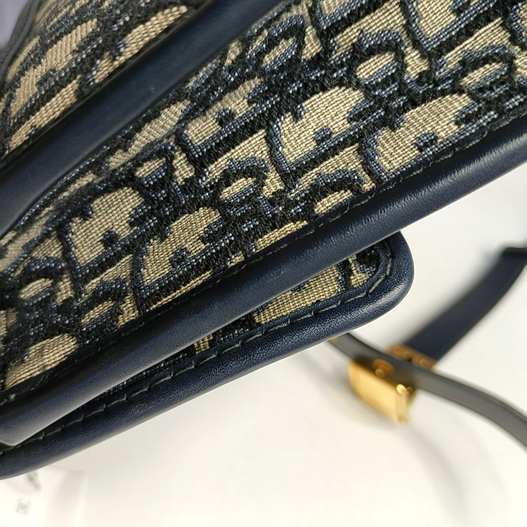 DIOR 30 Montaigne Blue Canvas Monogram Embossed Montaigne Bag Shoulder Bag with Detachable Strap-(SKU)-970899095