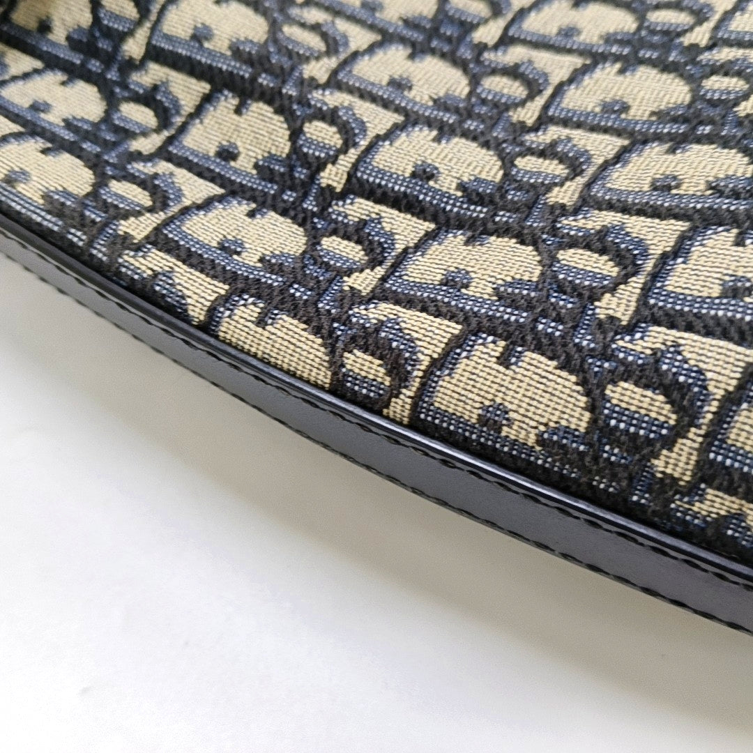 DIOR C'Est Dior Medium Gray Canvas Monogram Jacquard Shoulder Bag with Chain Strap, Gold Hardware, 2 Removable Shoulder Straps-(SKU)-956765138