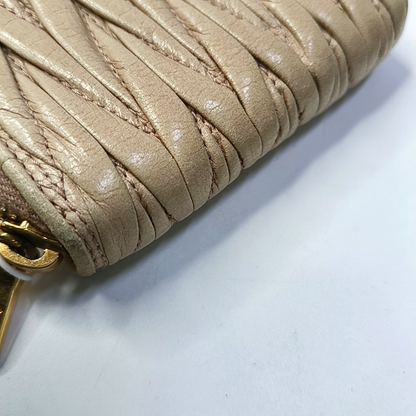 Miu Miu Beige Lamb Leather Quilted Wallet Golden hardware-(SKU)-958622078