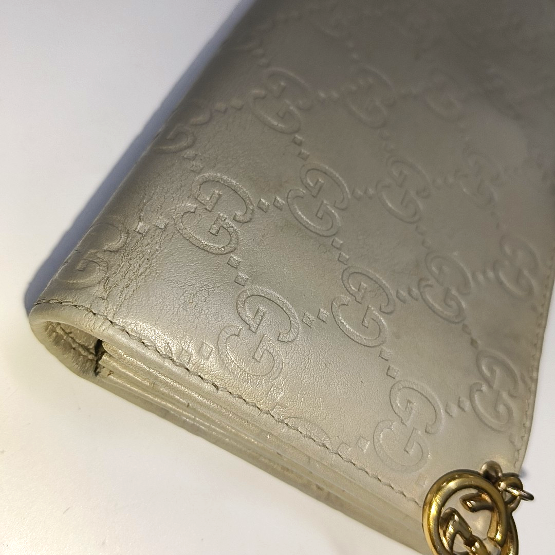 GUCCI Microguccissima Light Gray Cowhide Vintage Embossed Wallet Golden hardware-(SKU)-14418012