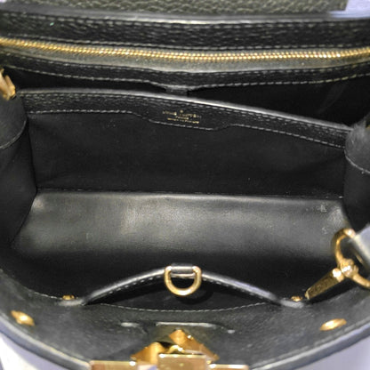 LOUIS VUITTON CAPUCINES Medium Black Calfskin Studs Shoulder Bag Tote Crossbody Bag Gold Hardware Removable Shoulder Strap-(SKU)-970294720