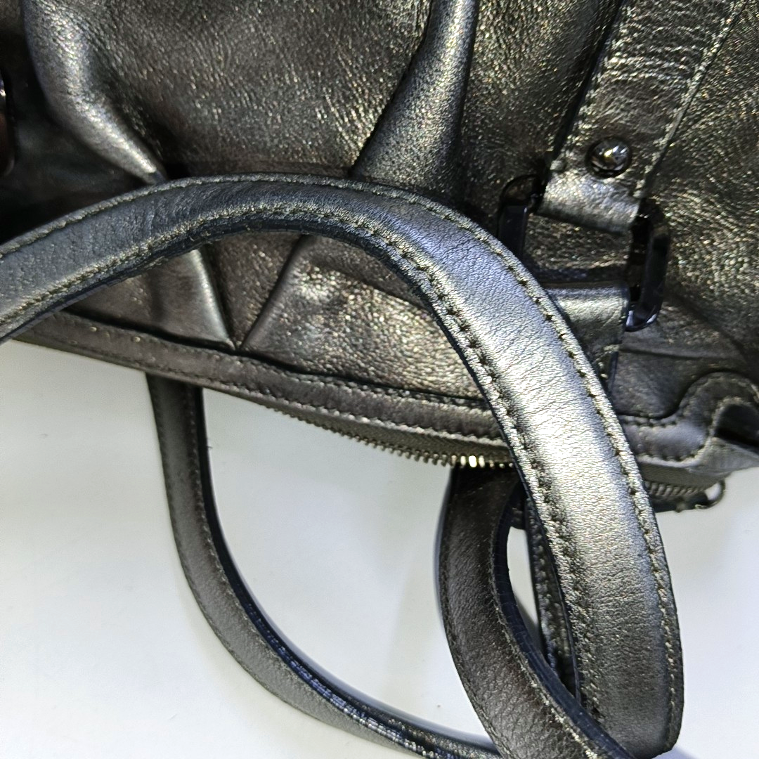 BURBERRY Silver Cowhide Single Shoulder Bag Crossbody Tote Bag Black hardware Removable shoulder strap-(SKU)-938135515