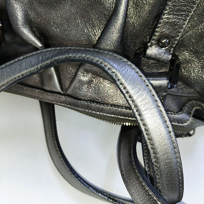 BURBERRY Silver Cowhide Single Shoulder Bag Crossbody Tote Bag Black hardware Removable shoulder strap-(SKU)-938135515