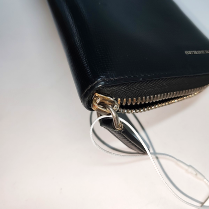 BURBERRY Black Cowhide Wallet Silver Hardware-(SKU)-938007863