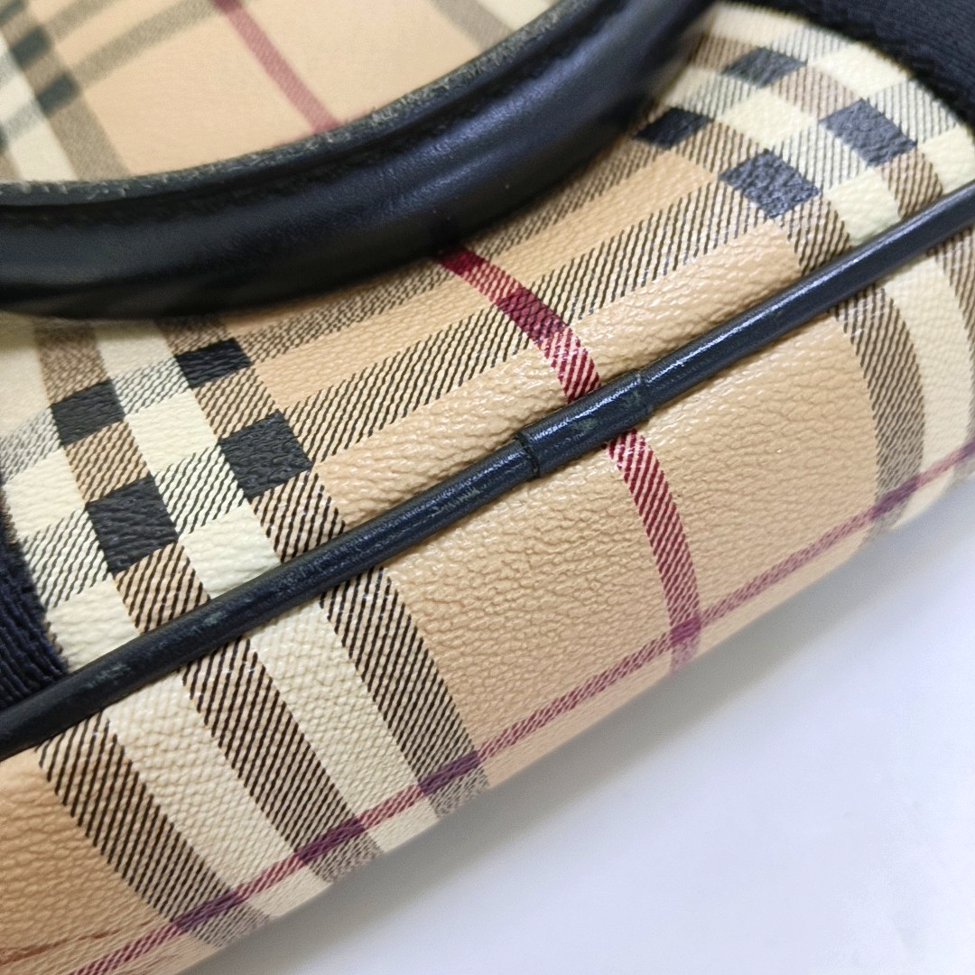 BURBERRY Multicolor Coated Canvas Battle Horse Plaid Handbag Black hardware-(SKU)-947581413