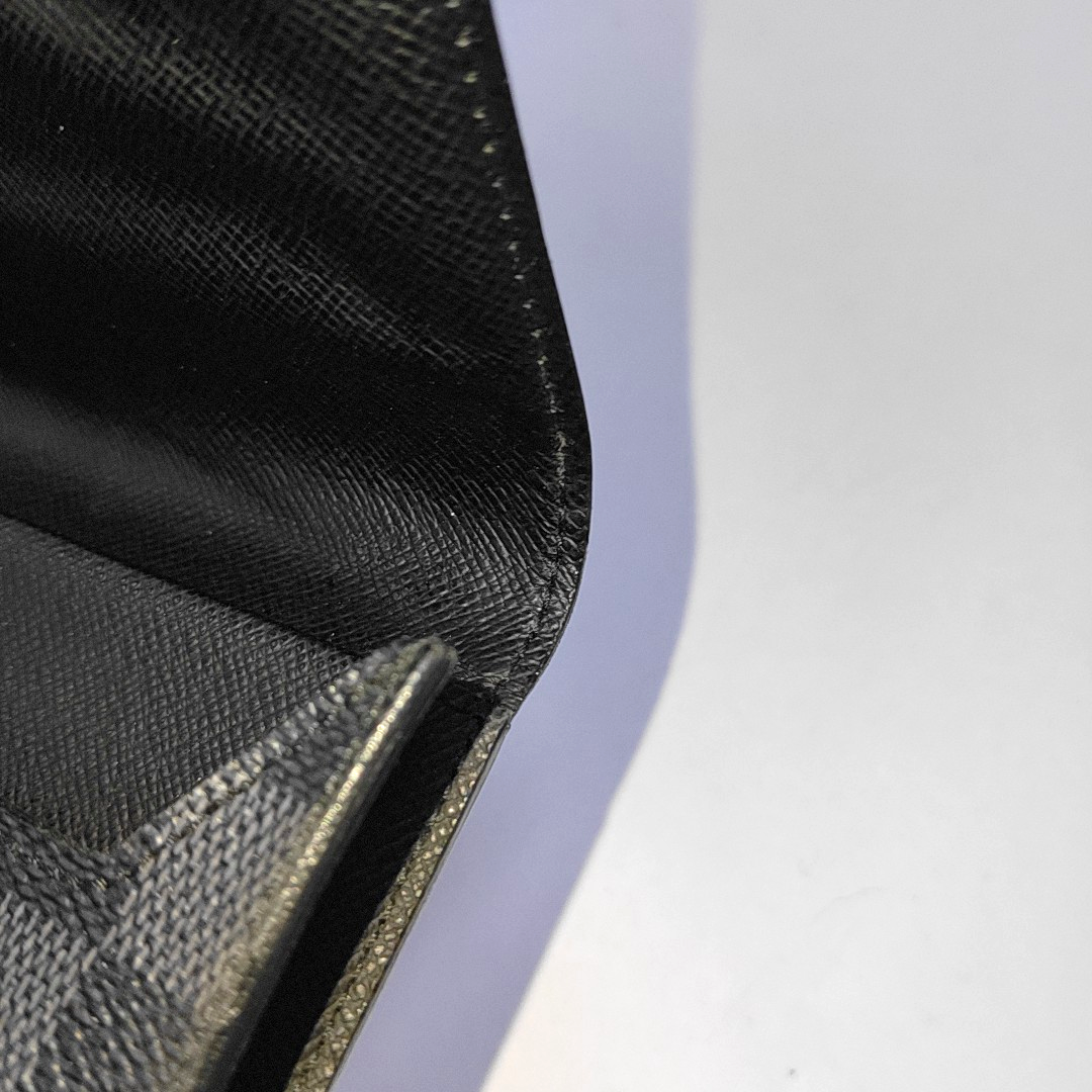LOUIS VUITTON GRAPHITE LONG Gray Coated Canvas Chessboard Plaid Wallet Silver Hardware Sub-bag-(SKU)-943616595