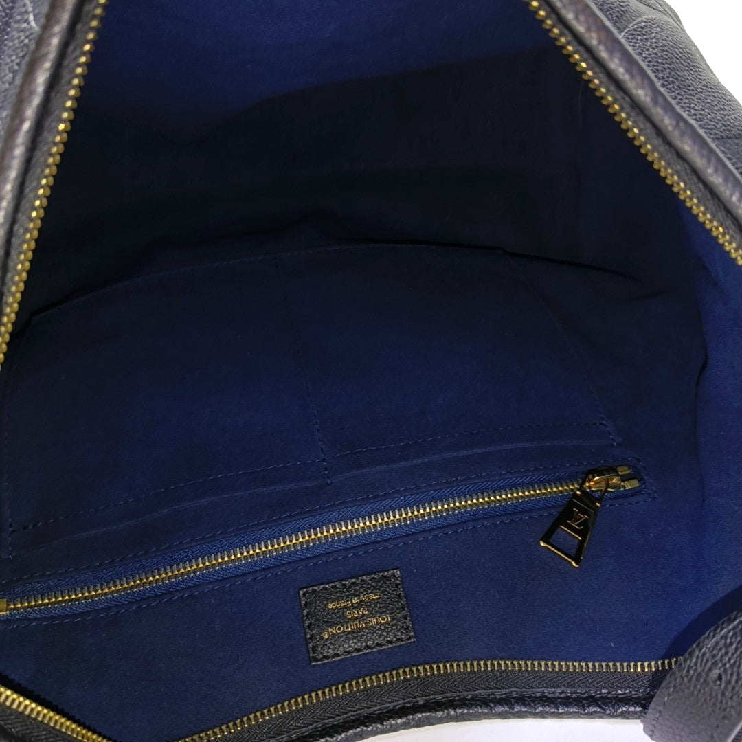 LOUIS VUITTON CARRYALL Medium Black Leather Monogram Crinkle Samurai Shoulder Bag Tote with Gold Hardware and Removable Strap-(SKU)-963988970