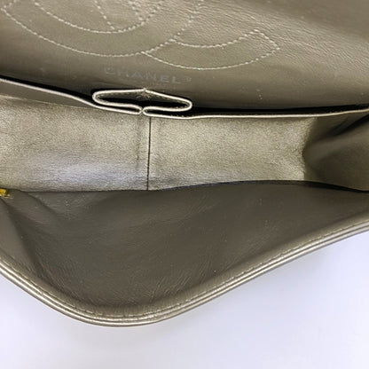 CHANEL 2.55 Large Champagne Quilted Calfskin Leather Chain Shoulder Bag Crossbody Bag with Silver Hardware 15 Clasp-(SKU)-967355800