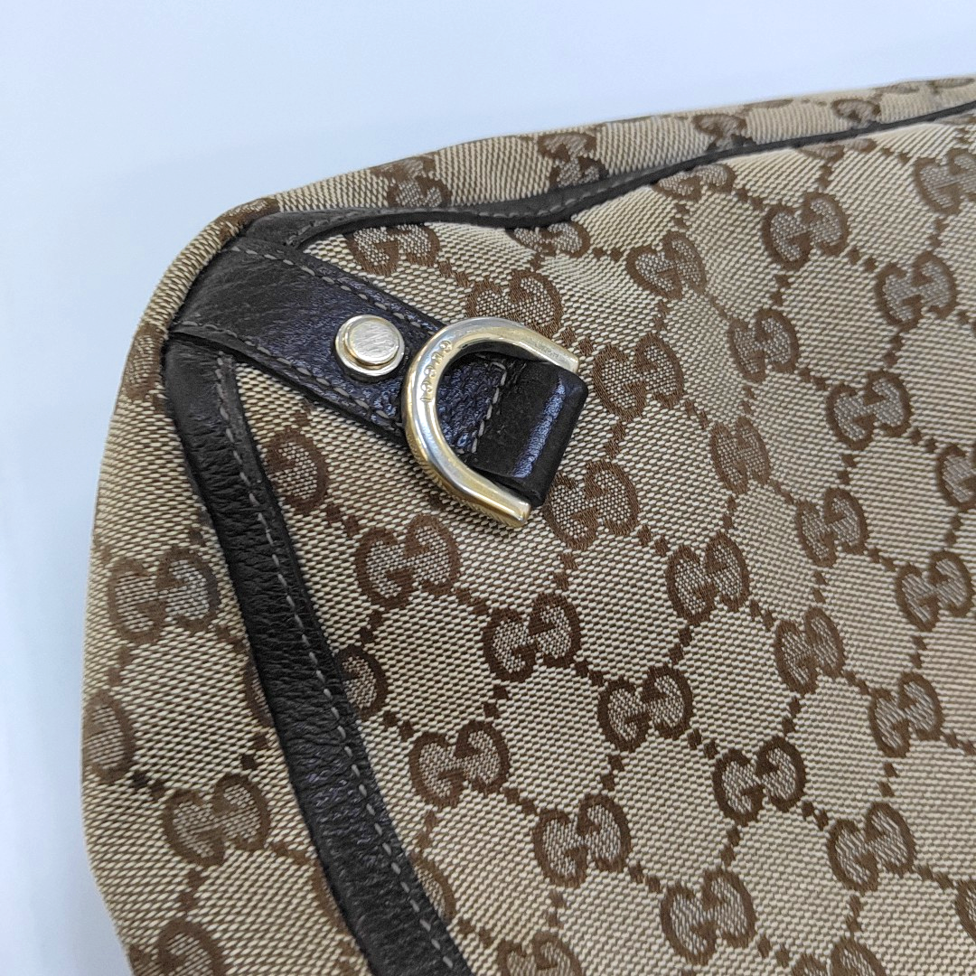 GUCCI Abbey Brown Canvas Monogram Handbag Single Shoulder Bag Golden hardware-(SKU)-959312527