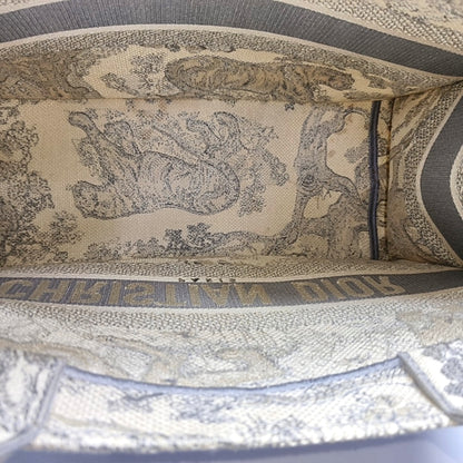 DIOR Book Tote Medium Grey Canvas Embroidered Handbag-(SKU)-971117426