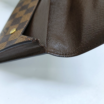 LOUIS VUITTON GRAPHITE LONG Brown Coated Canvas Checkered Wallet Golden hardware-(SKU)-959718998