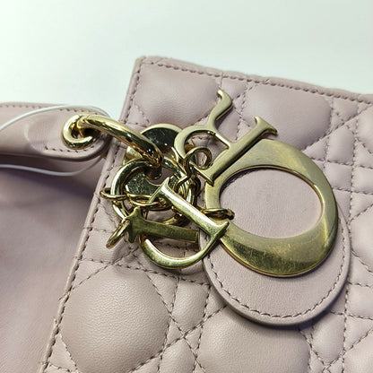 DIOR Lady Dior Small Pink Purple Lamb Skin Cannage 4-Compartment Shoulder Bag Crossbody Bag Gold Hardware Removable Strap-(SKU)-967754784