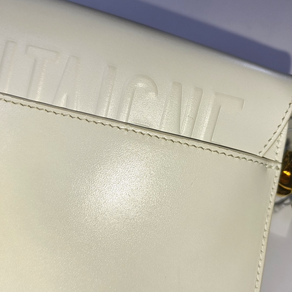 DIOR Bobby Medium Size White Calfskin Shoulder Bag Handbag Golden Hardware Detachable Shoulder Strap-(SKU)-940890258