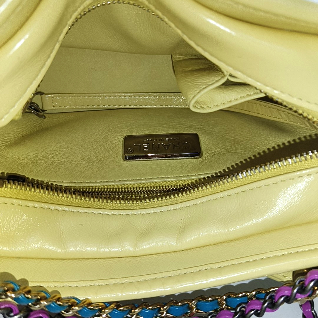 CHANEL GABRIELLE Small Yellow Snake Skin Hobo Bag Crossbody Shoulder Bag Handbag with Gold Silver Ruthenium Hardware and 27 Opening Removable Shoulder Strap-(SKU)-961684492