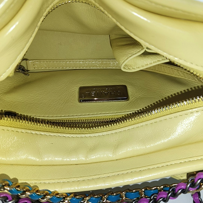 CHANEL GABRIELLE Small Yellow Snake Skin Hobo Bag Crossbody Shoulder Bag Handbag with Gold Silver Ruthenium Hardware and 27 Opening Removable Shoulder Strap-(SKU)-961684492