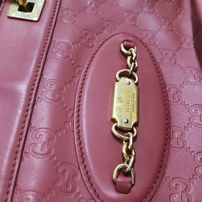 GUCCI Ligne Shima Beige Calf Leather Monogrammed Ripple Texture Single Shoulder Bag Handbag Golden hardware-(SKU)-955507212