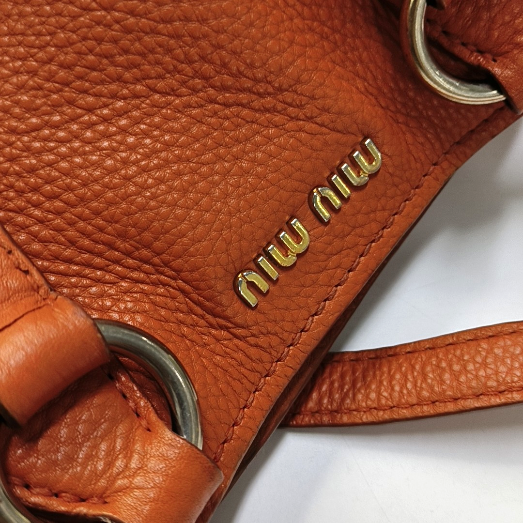 Miu Miu Tote bag Orange Cowhide Single Shoulder Bag Handbag Crossbody Bag Silver Hardware Removable shoulder strap-(SKU)-954144217